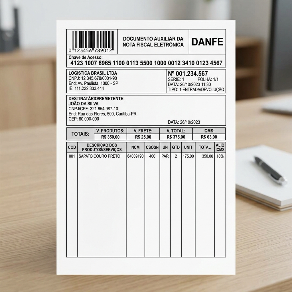Modelo de Nota Fiscal de Devolução